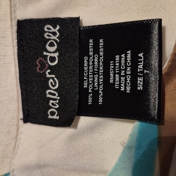 Paper Doll girls size 7 hi low sleeveless dress, bright stripes, lined, VGUC - Picture 6 of 6